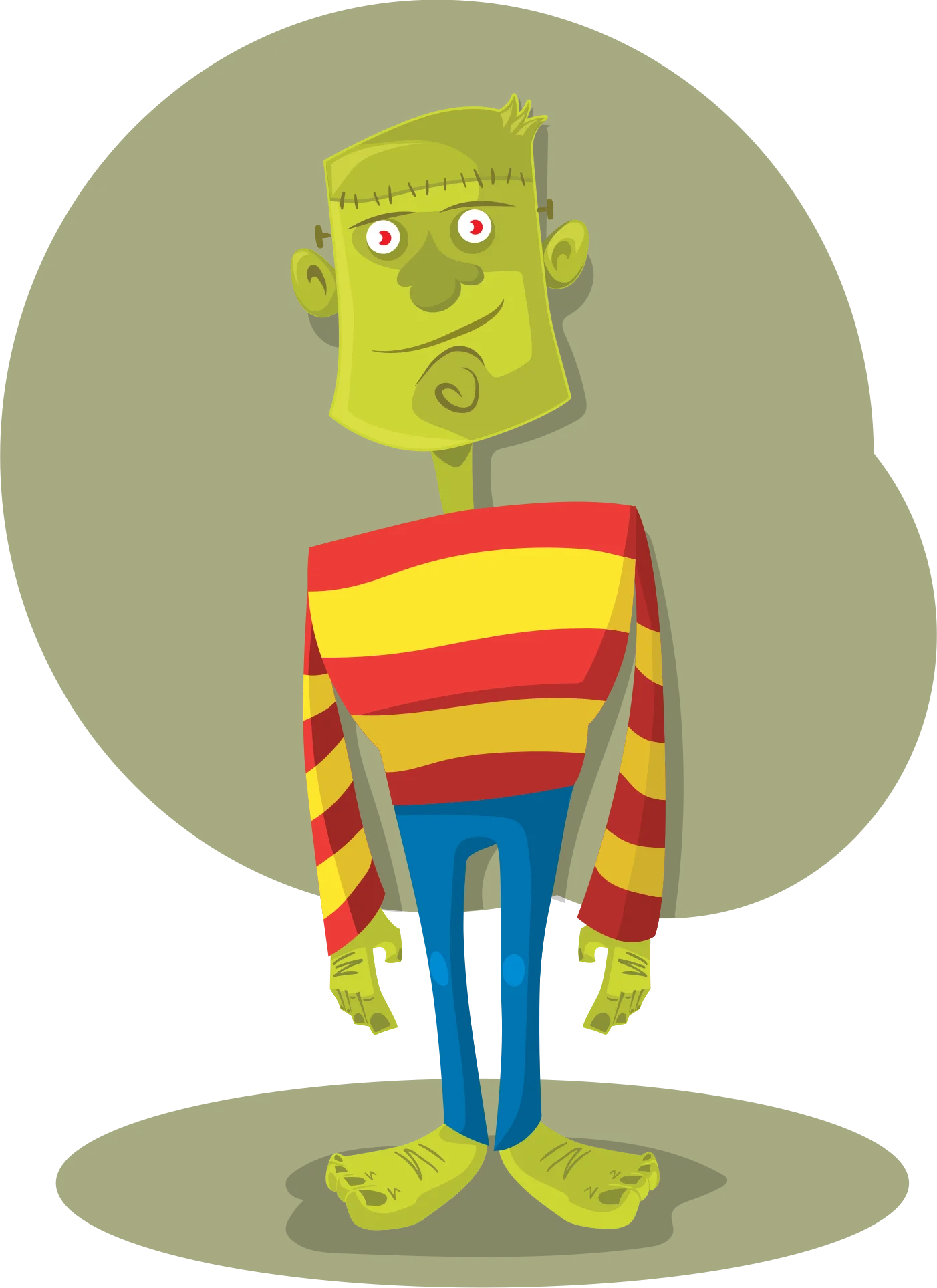 Quirky Frankenstein Monster Clipart with Playful Color Palette and Geometric Style