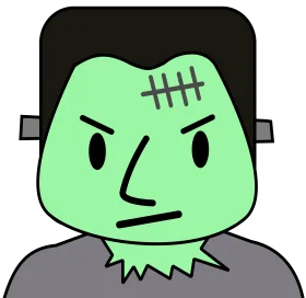 Quirky Green Frankenstein's Monster Clipart with Playful Cartoon Style