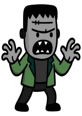 Spooky Frankenstein Monster Clipart: Cartoon Halloween Character Design