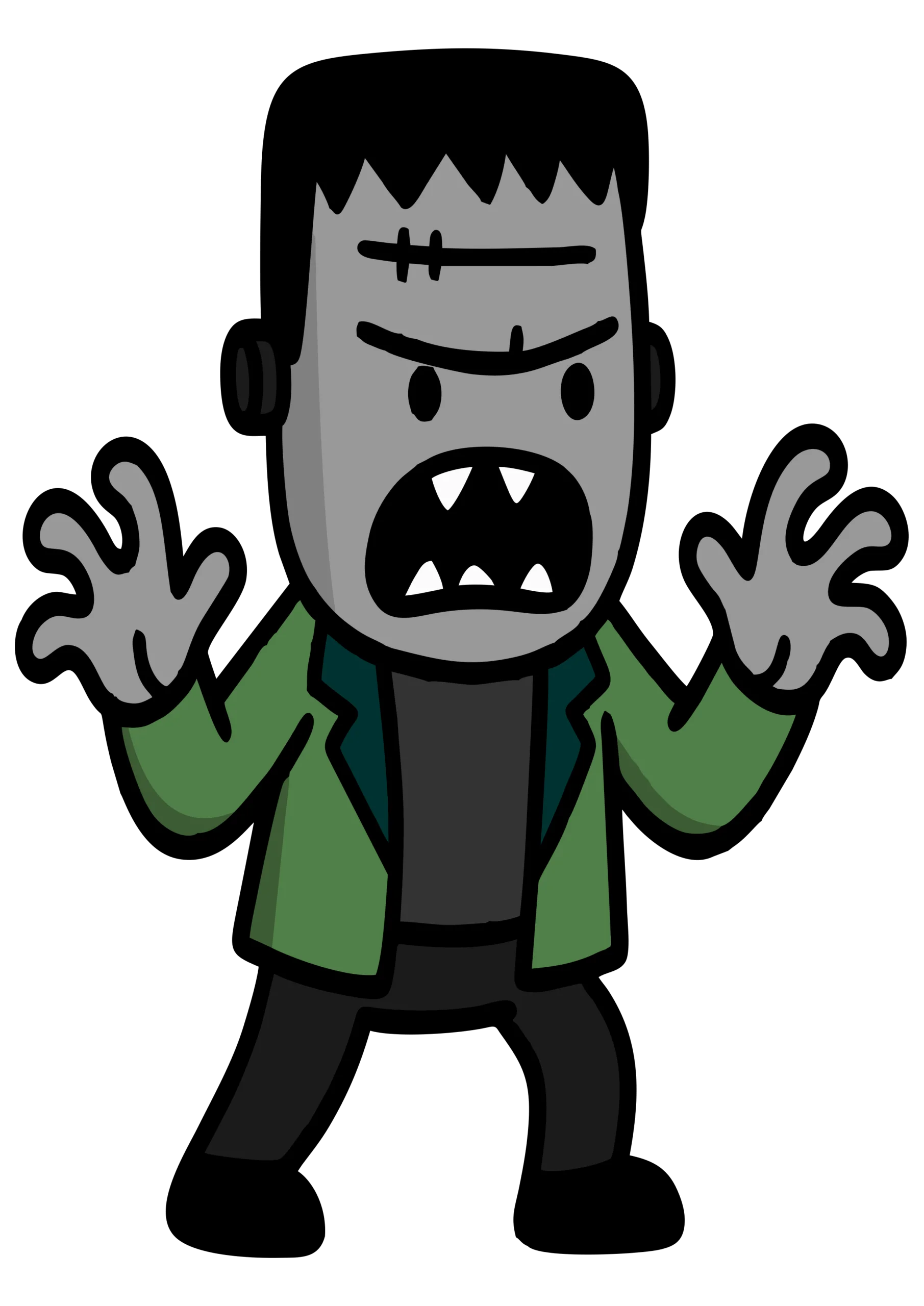 Spooky Frankenstein Monster Clipart: Cartoon Halloween Character Design