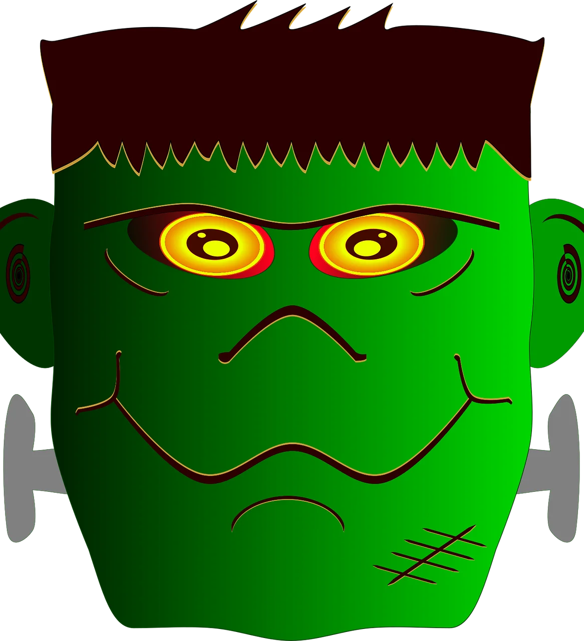 Spooky Frankenstein Monster Head Cartoon Clipart with Quirky Expressions