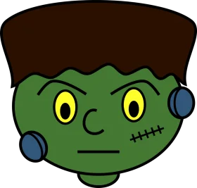 Spooky Frankenstein's Monster Cartoon Clipart with Quirky Stitched Expression