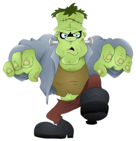 Spooky Frankenstein's Monster Halloween Clipart Illustration with Menacing Pose
