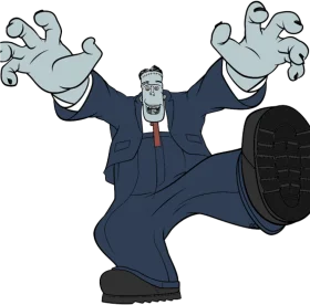 Vintage Frankenstein Monster Business Clipart: Corporate Horror Caricature