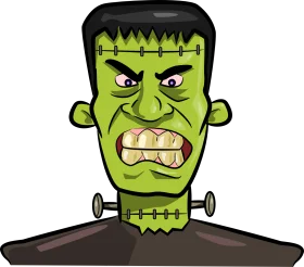 Vintage Halloween Frankenstein Monster Head Cartoon Clipart Design