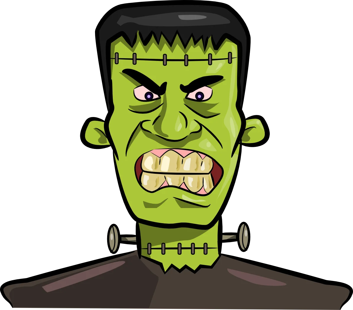 Vintage Halloween Frankenstein Monster Head Cartoon Clipart Design