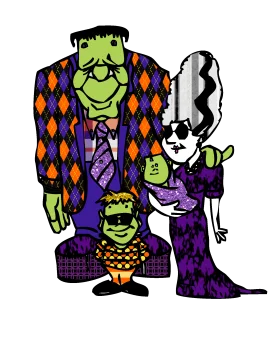 Whimsical Frankenstein Family Clipart: Monstrous Halloween Character Illustration