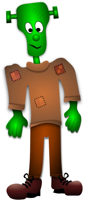 Whimsical Green Frankenstein Monster Clipart with Playful Cartoon Style