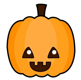 Adorable Kawaii Halloween Jack-o'-Lantern Pumpkin Cartoon Clipart Design
