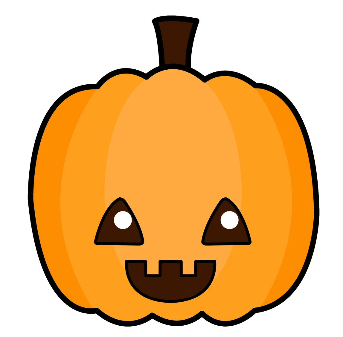 Adorable Kawaii Halloween Jack-o'-Lantern Pumpkin Cartoon Clipart Design