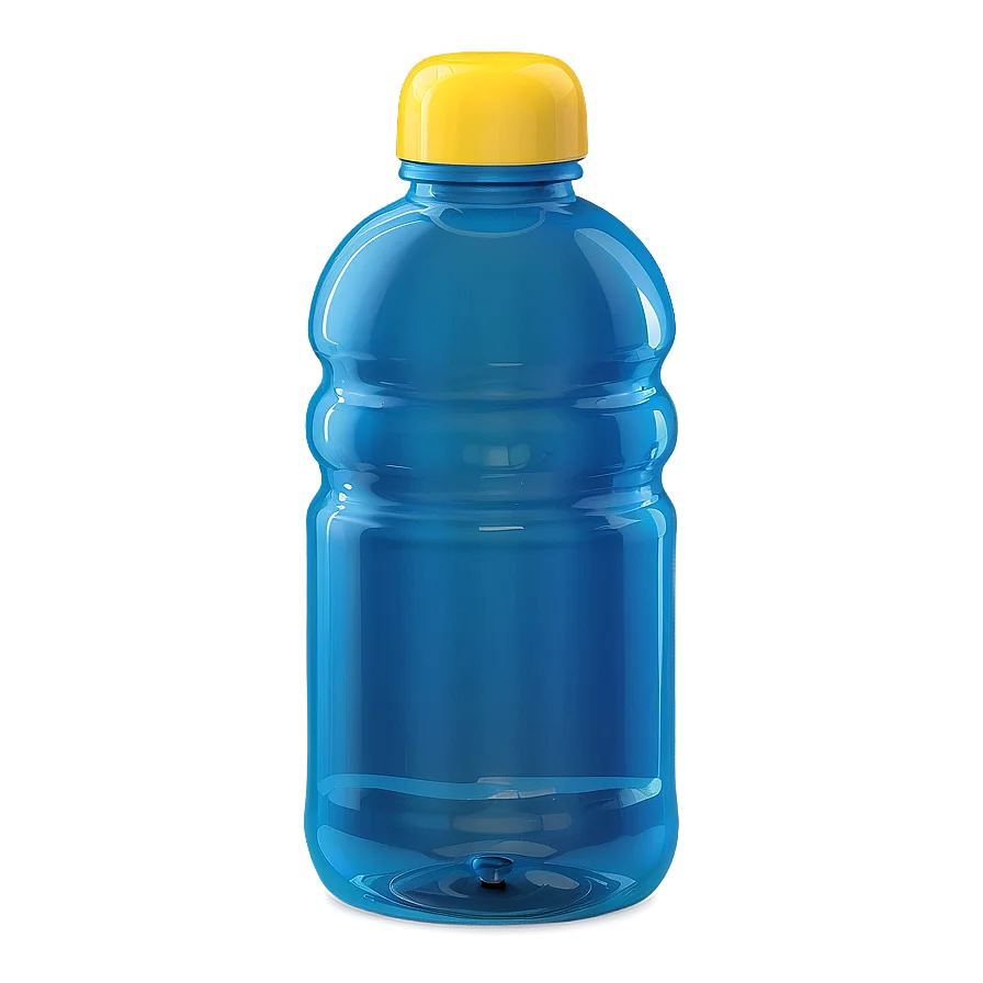 Blue Plastic Water Bottle Clipart with Bright Yellow Cap - Hydration Graphic Design