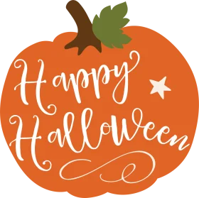 Charming Handwritten Happy Halloween Pumpkin Clipart with Elegant Script