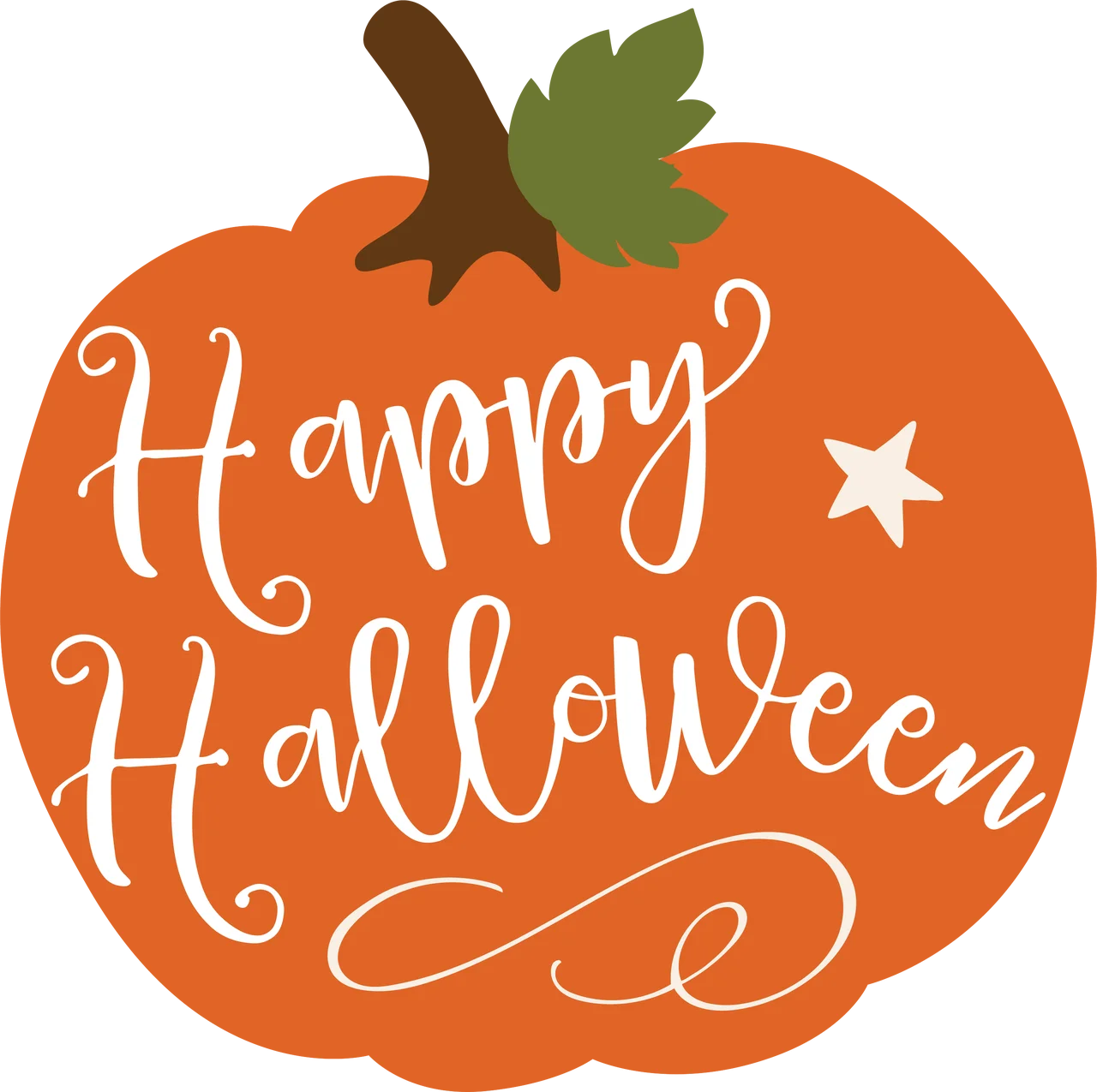 Charming Handwritten Happy Halloween Pumpkin Clipart with Elegant Script