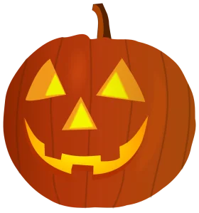 Cheerful Classic Halloween Jack-o'-Lantern Pumpkin Clipart Design with Glowing Features