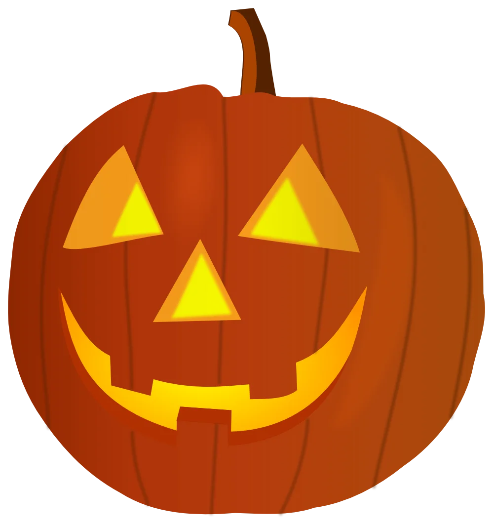 Cheerful Classic Halloween Jack-o'-Lantern Pumpkin Clipart Design with Glowing Features