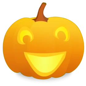 Cheerful Halloween Jack-O'-Lantern Clipart with Bright Smile and Glowing Expressions