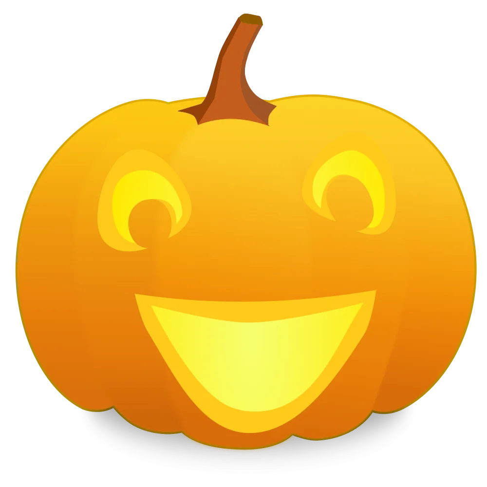 Cheerful Halloween Jack-O'-Lantern Clipart with Bright Smile and Glowing Expressions