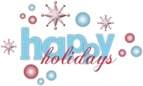 Cheerful Pastel Blue and Pink Happy Holidays Festive Snowflake Clipart Design