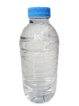 Clear Plastic Water Bottle with Blue Cap Realistic Beverage Clipart Design