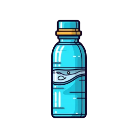 Cool Blue Hydration Companion: Water Bottle Clipart Design for Refreshment