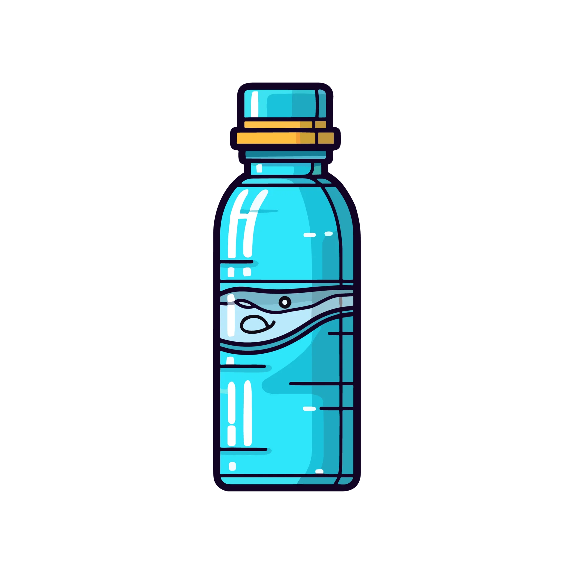 Cool Blue Hydration Companion: Water Bottle Clipart Design for Refreshment