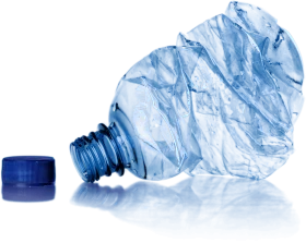 Crushed Transparent Blue Plastic Water Bottle Clipart with Minimalist Design