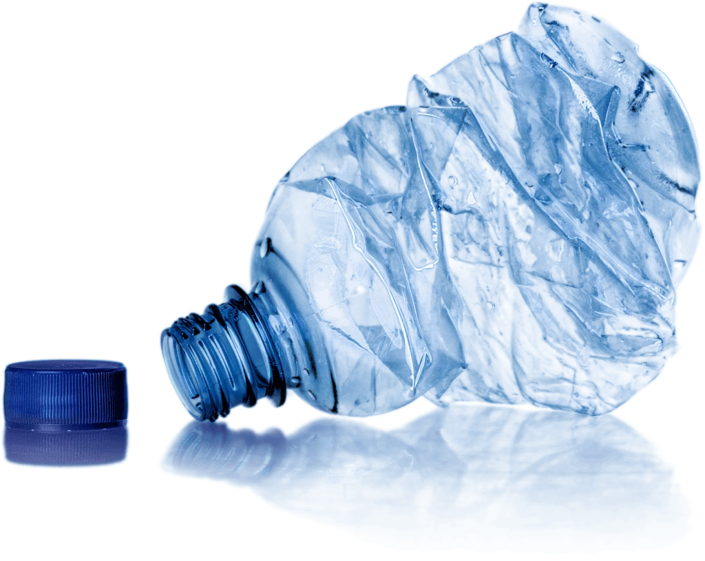 Crushed Transparent Blue Plastic Water Bottle Clipart with Minimalist Design