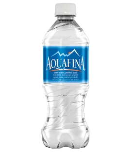 Crystal Clear Aquafina Water Bottle Clipart Design with Serene Mountain Graphic