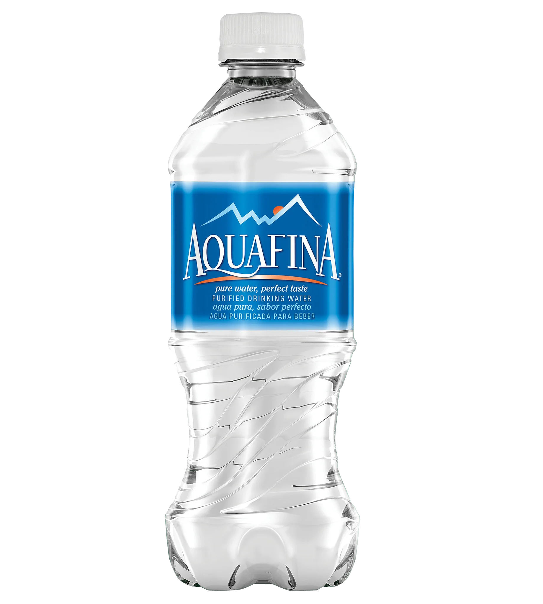 Crystal Clear Aquafina Water Bottle Clipart Design with Serene Mountain Graphic