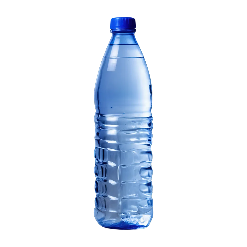 Crystal Clear Blue Plastic Water Bottle Clipart Design for Hydration Graphics