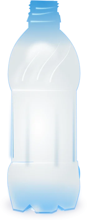 Empty Transparent Plastic Water Bottle Clipart with Soft Blue Gradient
