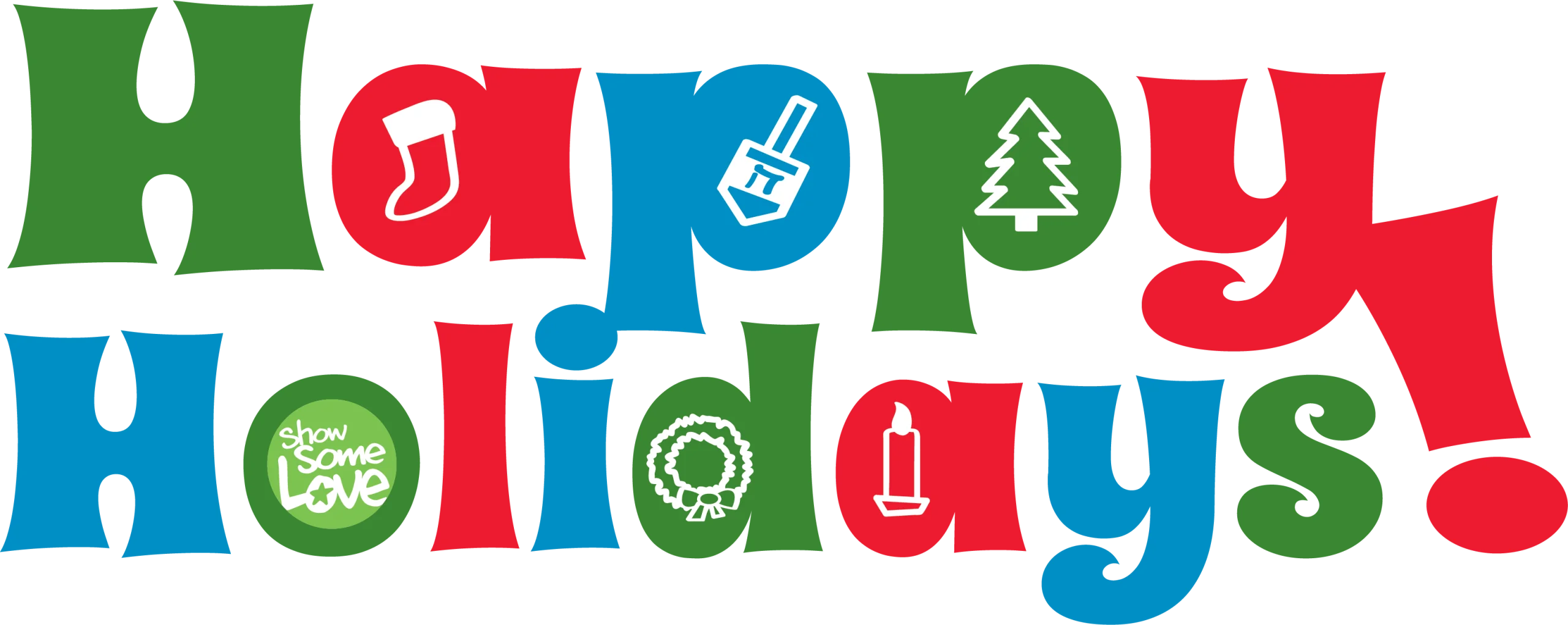 Festive and Cheerful Happy Holidays Clipart Design with Colorful Letters