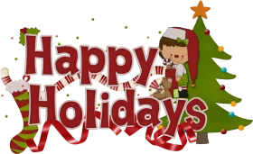 Festive Happy Holidays Clipart Design with Cheerful Christmas Graphics
