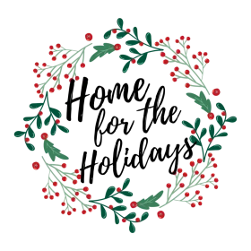 Festive Home for the Holidays Elegant Seasonal Wreath Clipart Design