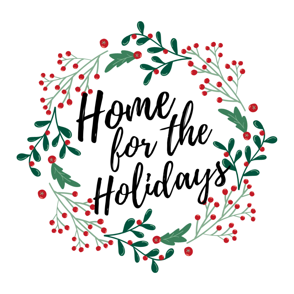 Festive Home for the Holidays Elegant Seasonal Wreath Clipart Design