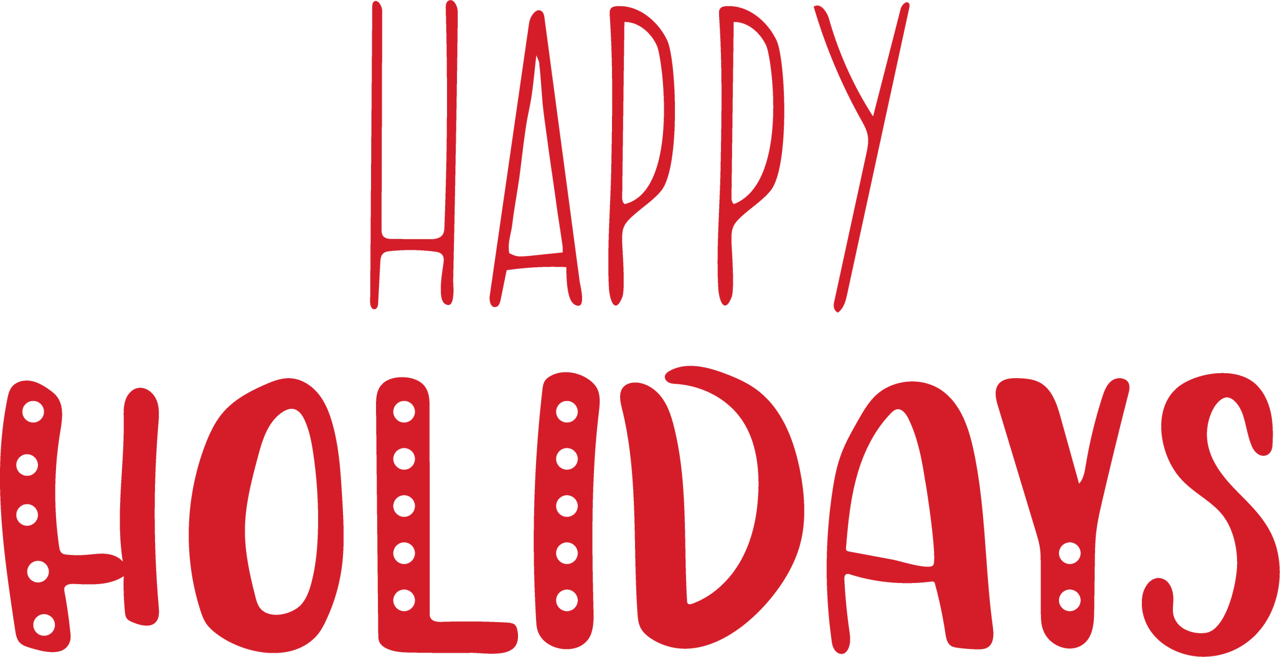 Festive Red Happy Holidays Clipart Design with Decorative Typography