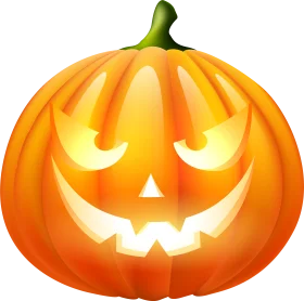 Glowing Halloween Jack-O'-Lantern Clipart with Cheerful Carved Expression