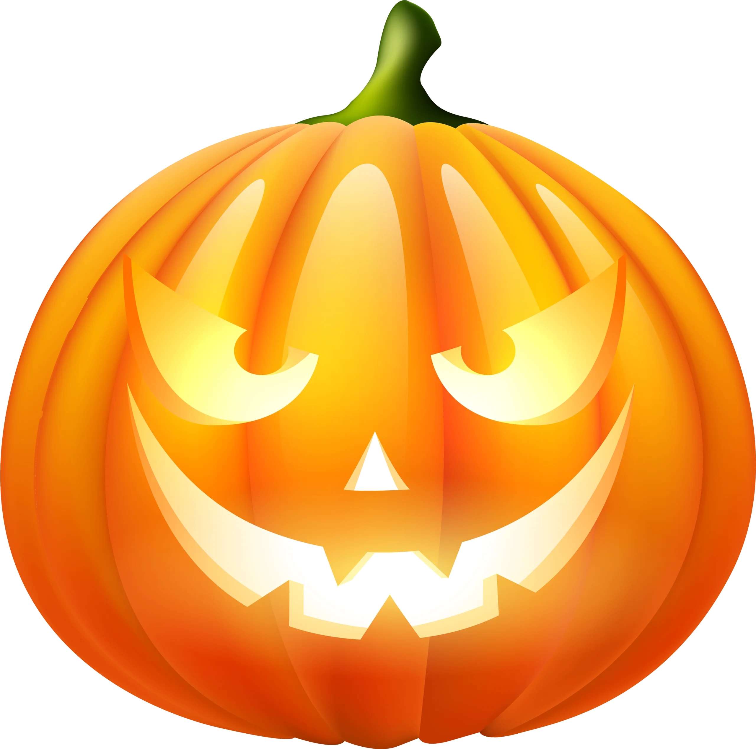 Glowing Halloween Jack-O'-Lantern Clipart with Cheerful Carved Expression
