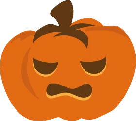 Grumpy Halloween Jack-o'-Lantern Clipart with Annoyed Facial Expression