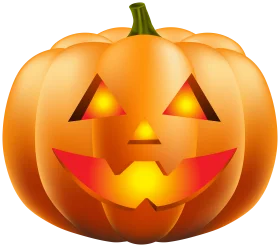 Illuminated Jack-o'-Lantern Clipart: Glowing Halloween Pumpkin with Cheerful Expression