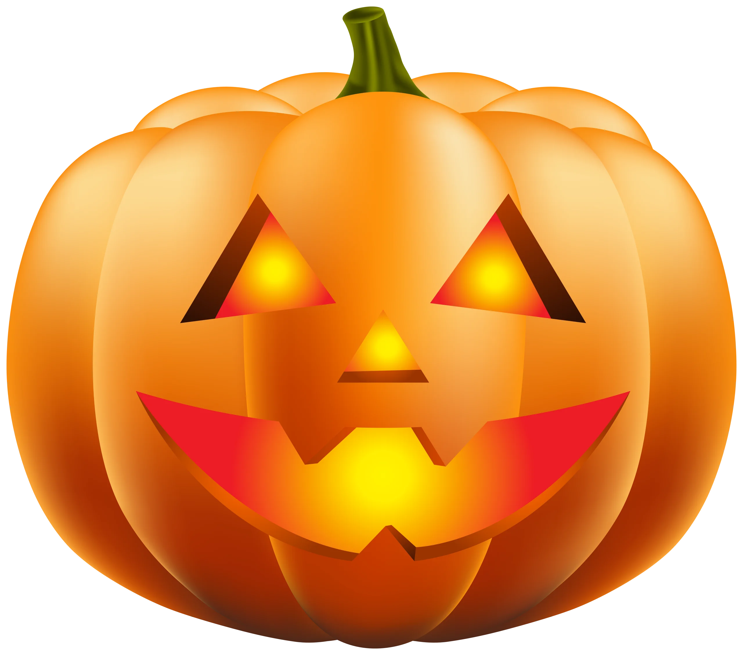 Illuminated Jack-o'-Lantern Clipart: Glowing Halloween Pumpkin with Cheerful Expression