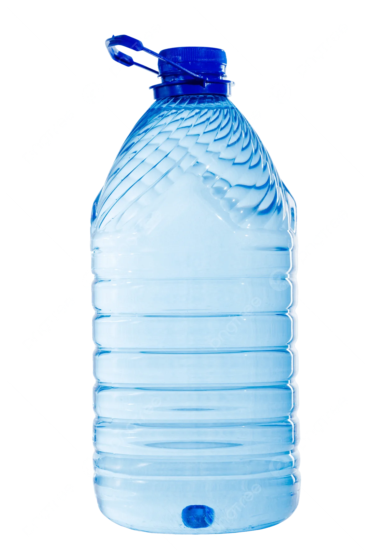 Large Blue Transparent Water Bottle Clipart with Textured Surface Design