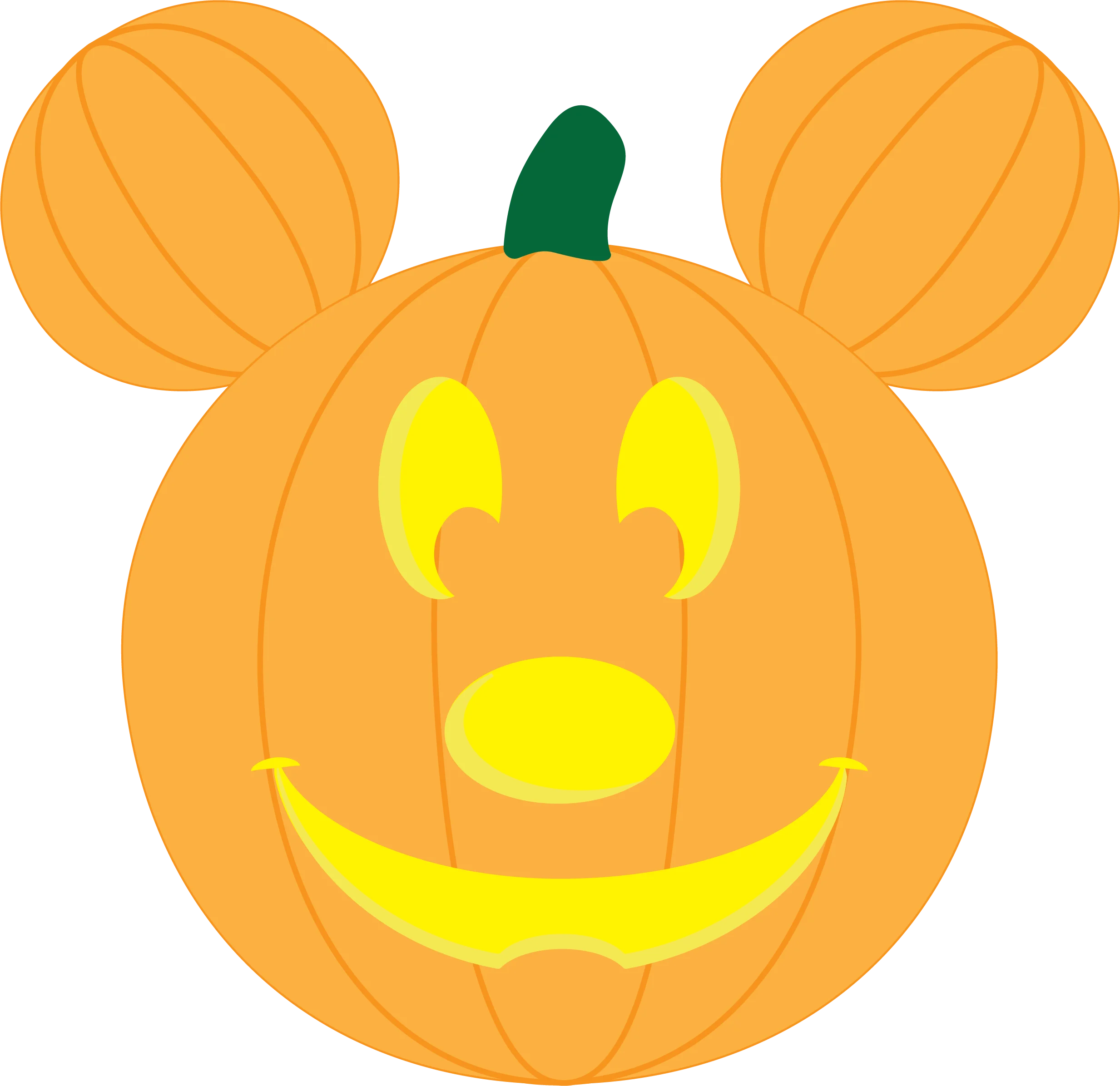 Mickey Mouse Inspired Halloween Pumpkin Clipart with Playful Jack-o'-Lantern Design