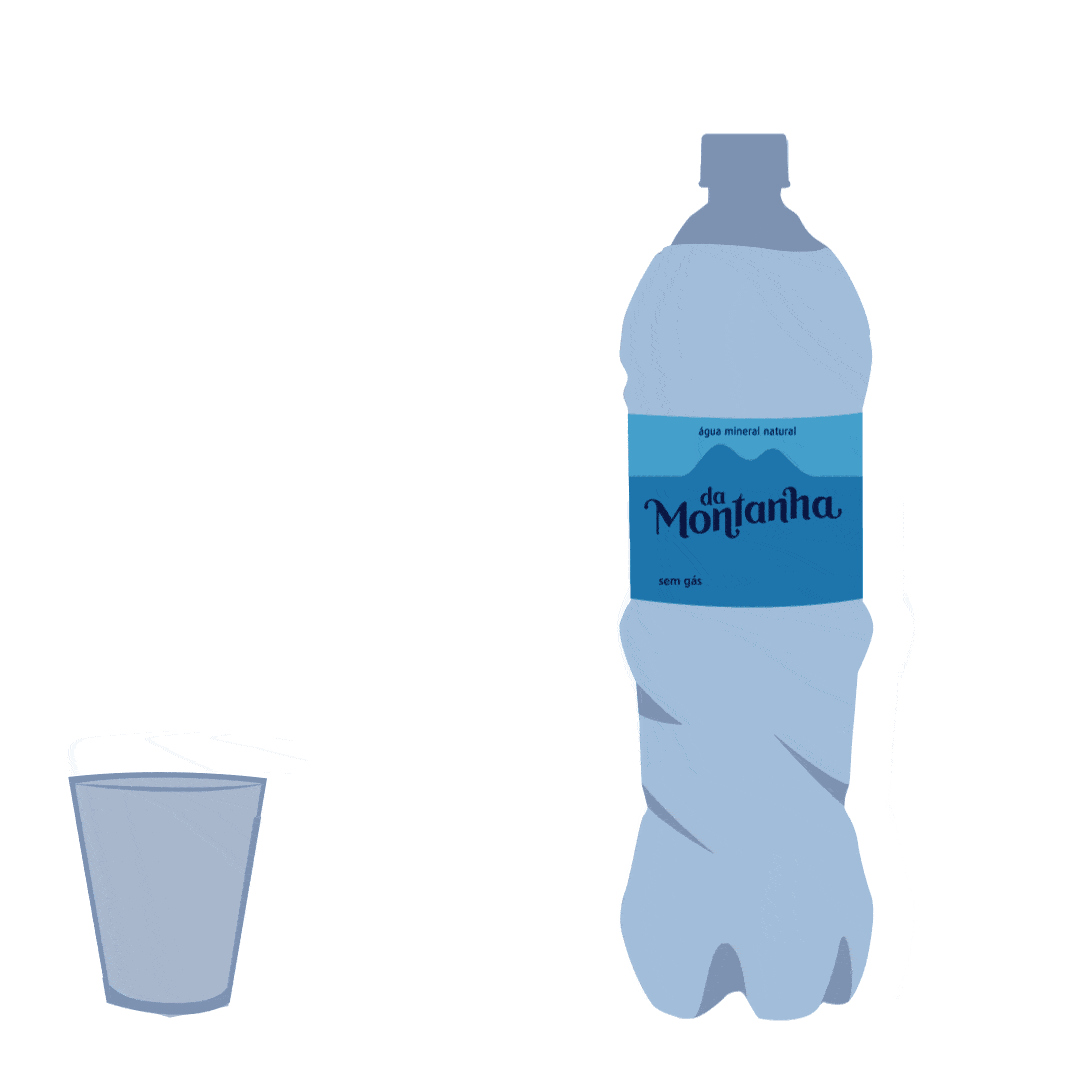 Minimalist Blue Water Bottle and Cup Clipart Design with Soft Shading