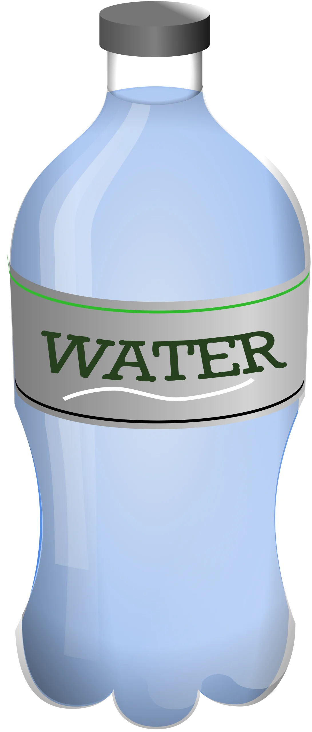 Minimalist Water Bottle Clipart with Soft Blue Translucent Design
