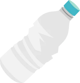 Minimalist White Plastic Water Bottle Clipart with Teal Cap Design