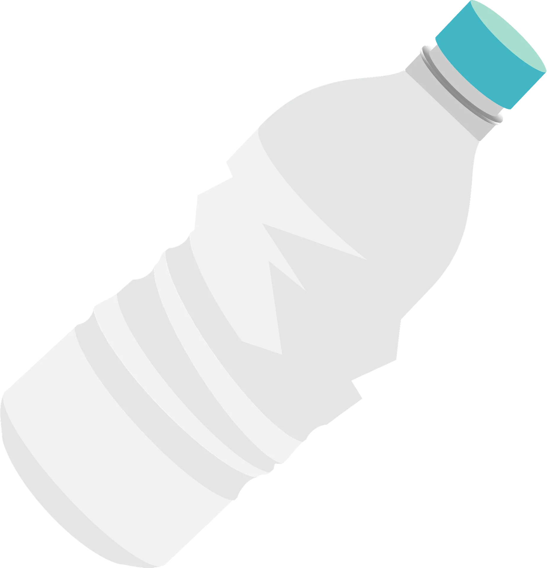 Minimalist White Plastic Water Bottle Clipart with Teal Cap Design