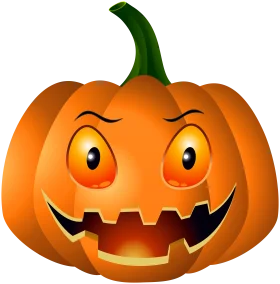 Mischievous Halloween Jack-o'-Lantern Clipart with Playful Grinning Expression