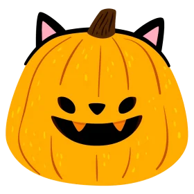 Playful Halloween Pumpkin Clipart with Cat Ears and Mischievous Grin