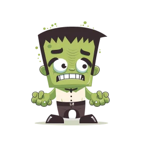 Quirky Frankenstein Monster Cartoon Clipart: Adorably Spooky Halloween Character